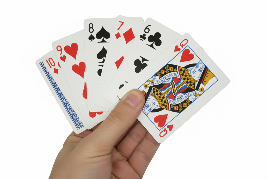 Diminishing Cards magic card fan on a clean white background