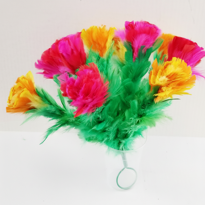Bargain Bouquet with ten colorful feather flowers