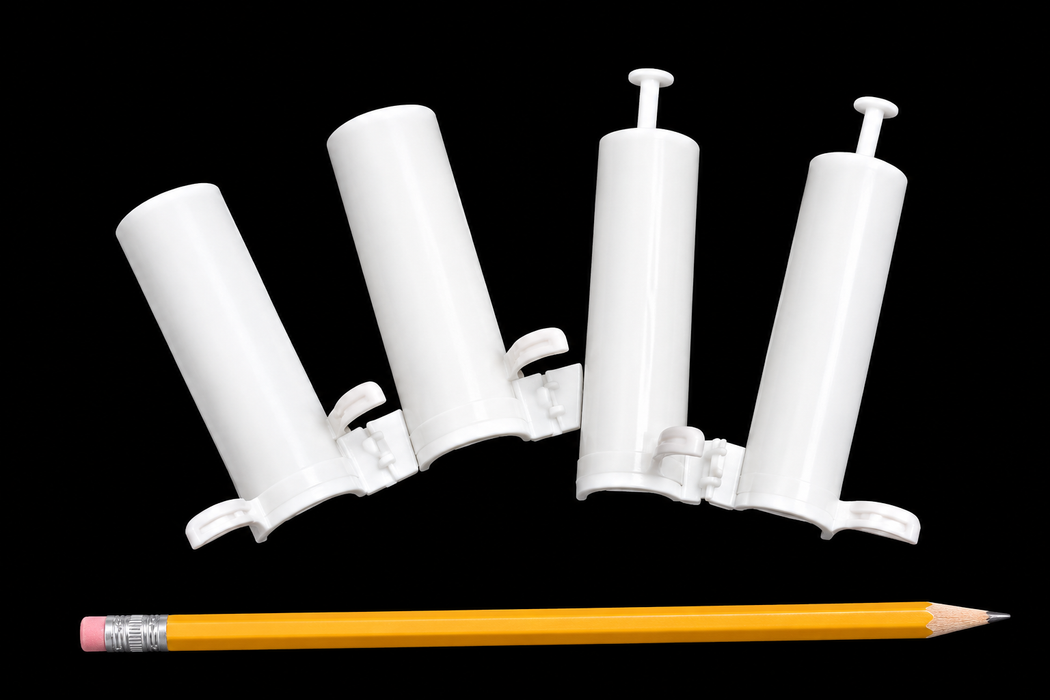 Multiplying candle props beside pencil on black background