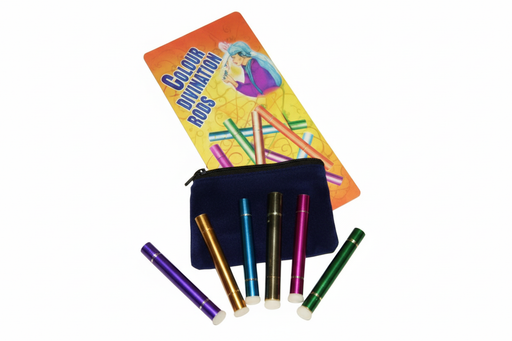 Color Divination Rods package and pouch on a white background