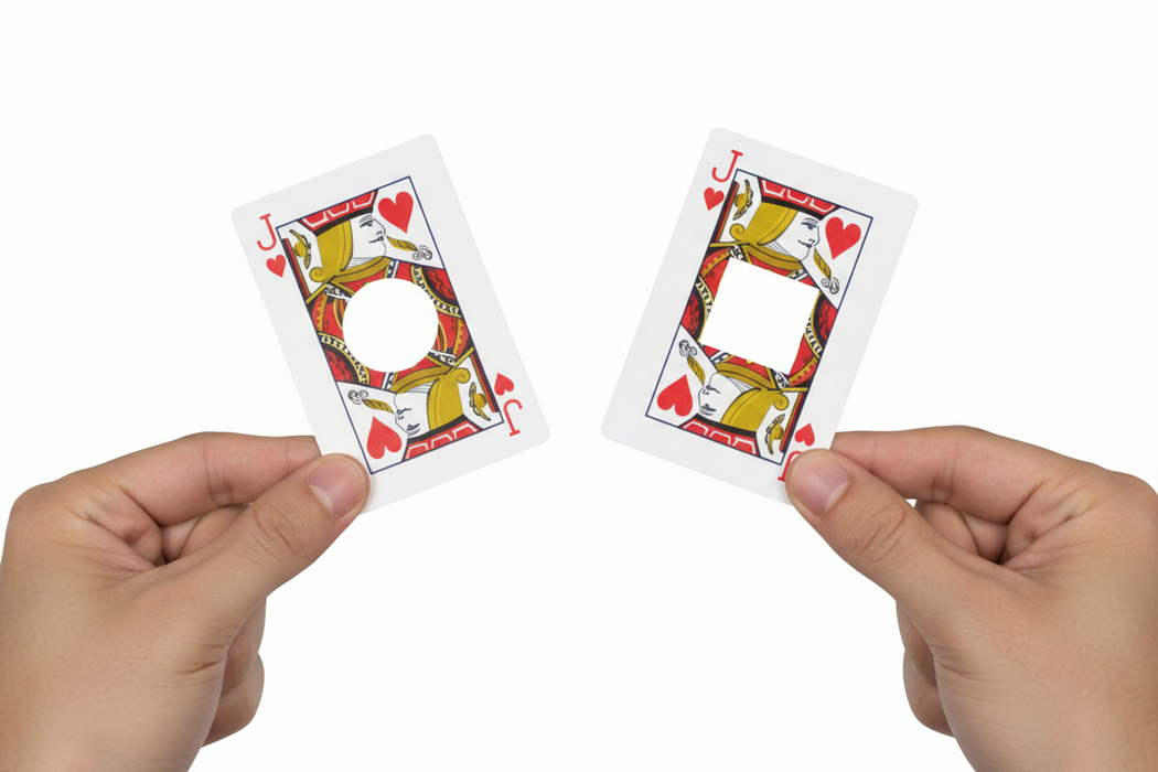 Square Circle Card Transformation magic cards on a white background